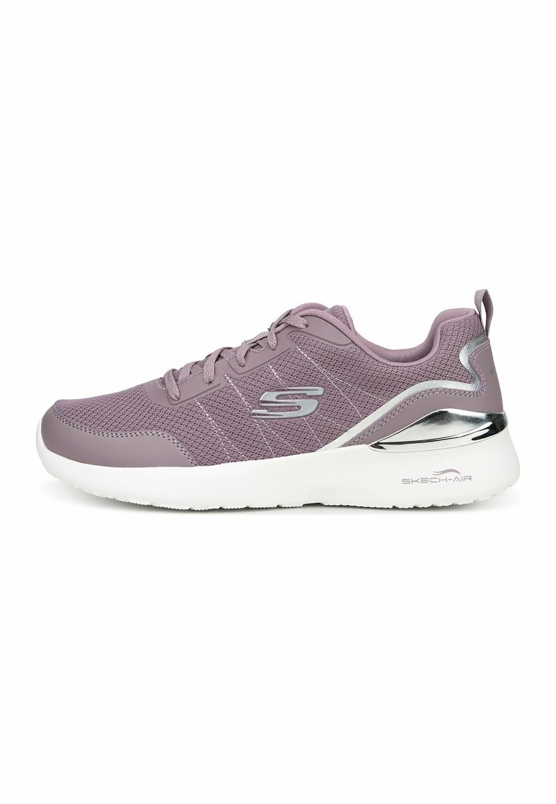 Light purple athletic sneaker with mesh upper, textured detailing, white outsole, and metallic silver accents on the heel and logo.
