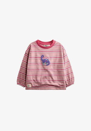 JoJo Maman Bébé, APPLIQUÉ TOP - Top s dlhým rukávom - pink stripe dino