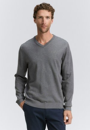 TOM TAILOR MIT V-AUSSCHNITT - Jumper - classic dark grey melange