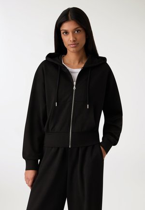 CON CAPPUCCIO - Felpa con zip - nero