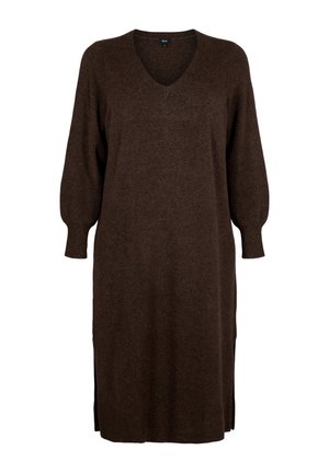 Zizzi LANGÄRMLIGES  V-AUSSCHNITT - Vestido de punto - rain drum mel
