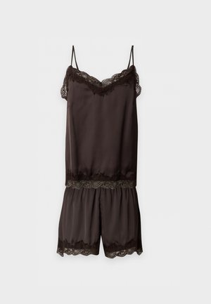 Lindex, CAMISOLE AND SHORT - Nattøj sæt - dark dusty brown