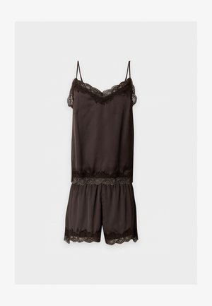 Lindex, CAMISOLE AND SHORT - Pidžaamakomplekt - dark dusty brown