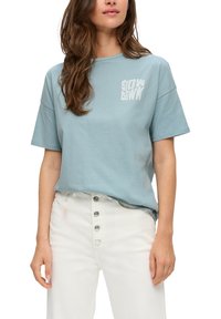 QS T-shirt print - helles türkis