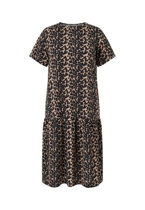 Studio Untold, LEOPARD PRINT FLOUNCE PANEL DRESS - Jerseykjole - dark sand