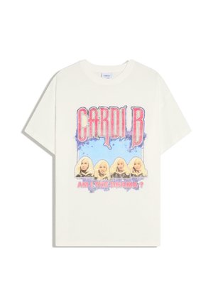 Bershka, CARDI B SHORT SLEEVE - T-shirt imprimé - white
