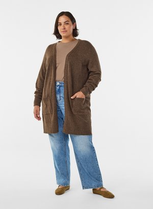 Zizzi, Cardigan - rain drum black mel.