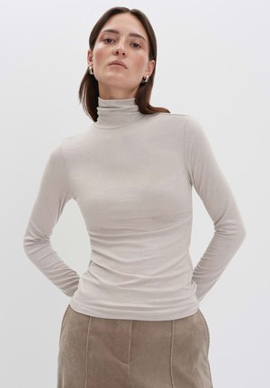 SLIM FIT MELANGE EFFECT - Maglietta a manica lunga - pale greige melange
