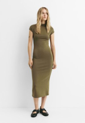 MOCK NECK MIDI - Džersejové šaty - khaki