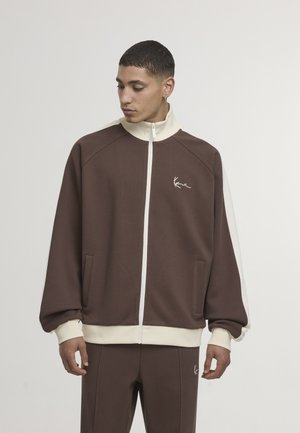 SIGNATURE SIDESTRIPE TRACK - Tréningová bunda - dark brown off white