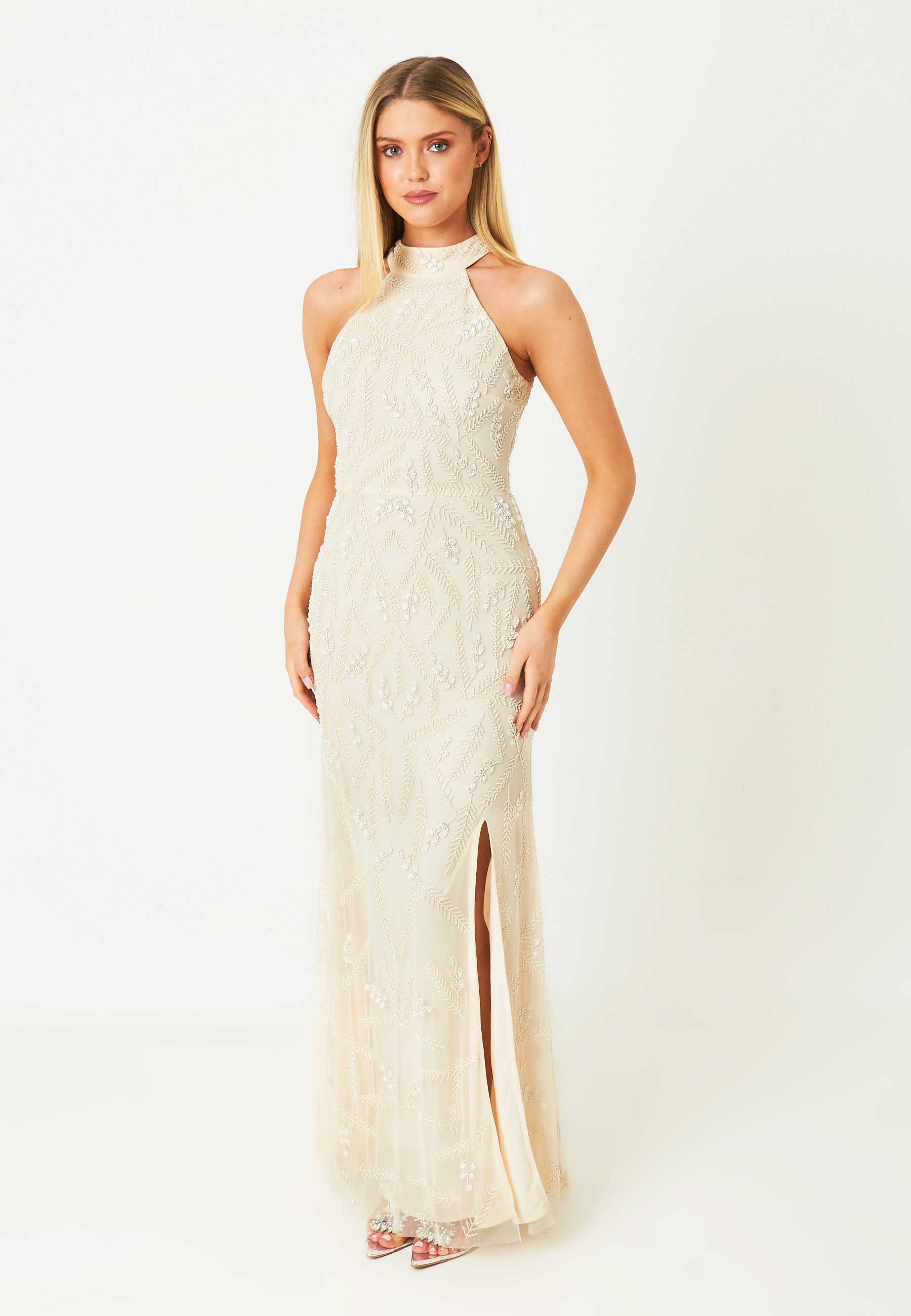 robe sequin beige
