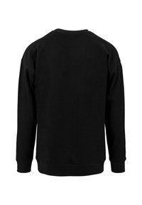 Czarna bluza z okrągłym dekoltem, długimi rękawami i ściągaczami. Gładka faktura materiału, minimalistyczny design i brak widocznych marek lub wzorów.