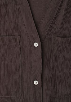 Street One, SHORT-SLEEVE HEMDBLUSE WITH TURN-UP-DETAILS - Chemisier - espresso brown