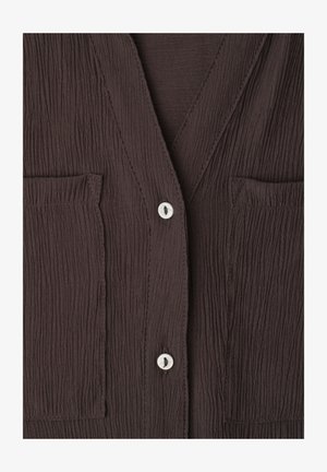 Street One, SHORT-SLEEVE HEMDBLUSE WITH TURN-UP-DETAILS - Chemisier - espresso brown