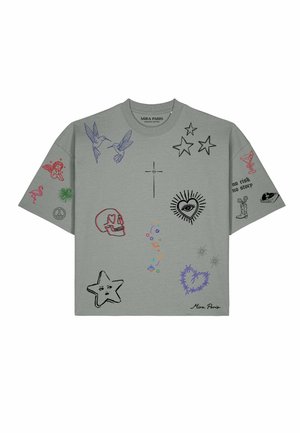 Mira Paris, FLASH TATTOO 1 BOXY TEE 26 UNISEX - Trükipildiga T-särk - misty grey
