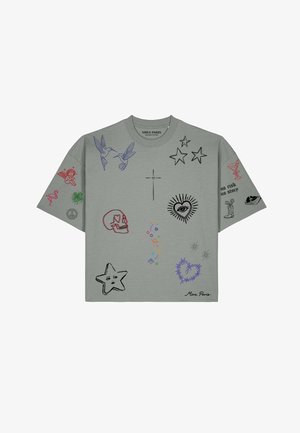 Mira Paris, FLASH TATTOO 1 BOXY TEE 26 UNISEX - Trükipildiga T-särk - misty grey