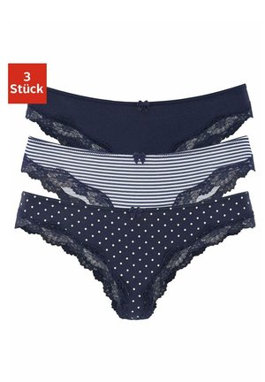 LASCANA, 3 PACK - Bikini bottoms - marine gepunktet   gestreift  uni