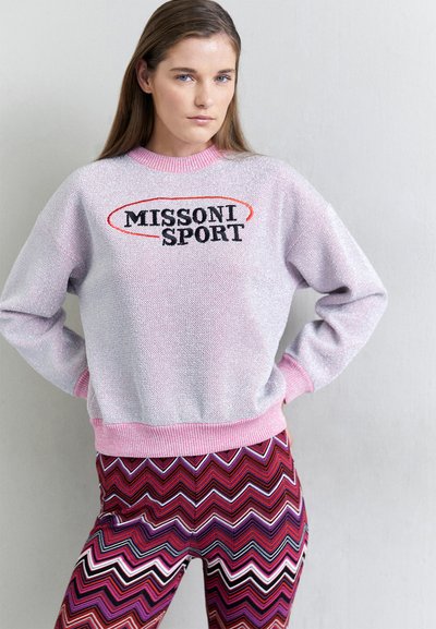 Missoni Sport CREWNECK - Πουλόβερ - light silver/pink