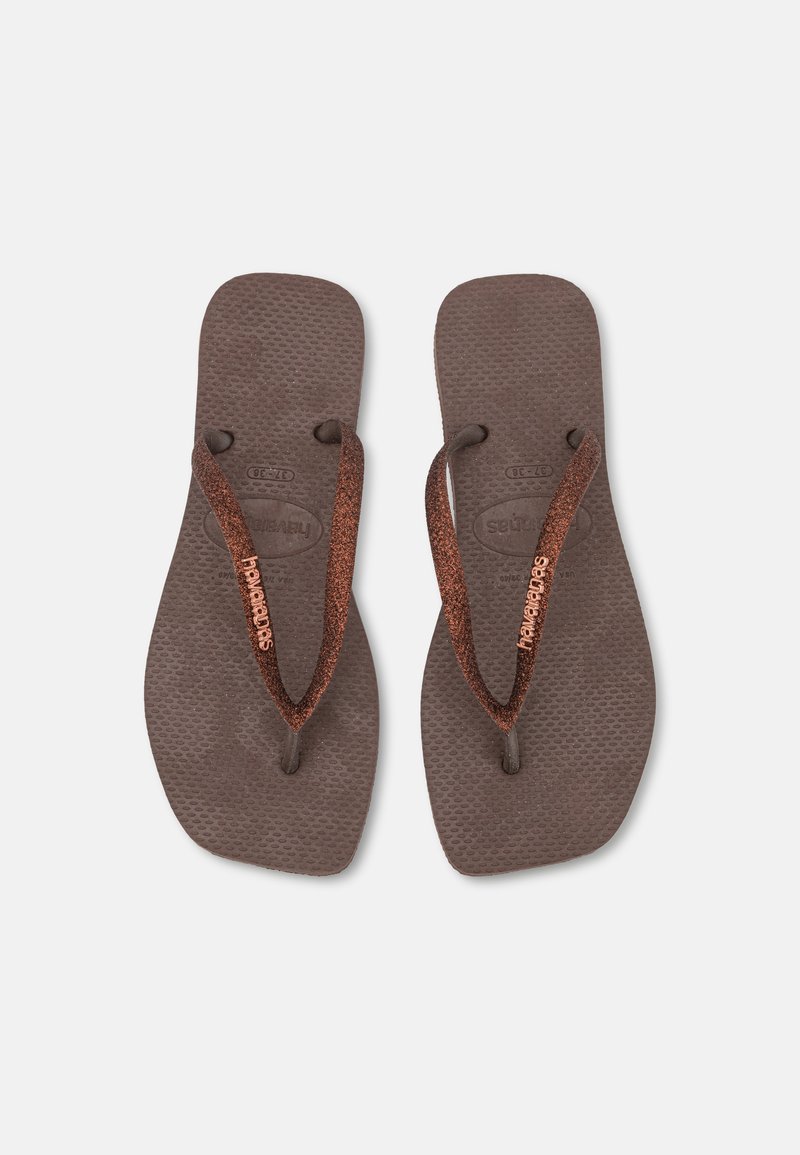 Havaianas - SQUARE GLITTER - Sandale s remenom u obliku slova T - dark brown, Povećaj