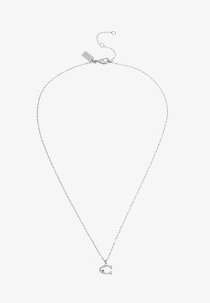 Collana delicata in argento con ciondolo a forma di ferro di cavallo di piccole dimensioni e chiusura a moschettone con catena di estensione regolabile.