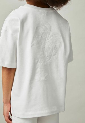 Reiss REISS TANE COTTON PALM-EMBROIDERY OVERSIZE T-SHIRT - T-Shirt print - off white