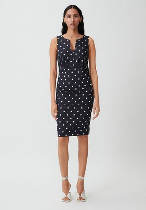 comma, GEMUSTERTES AUS STRETCH - Etuikleid - navy