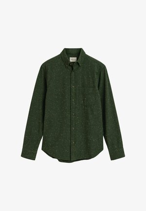 Groene button-up shirt met een gespikkelde textuur, een borstzak en een kraag. Lange mouwen met manchet, gemaakt van een stofmix.