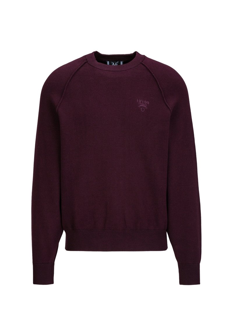 Bordeaux crewneck sweatshirt, gemaakt van zachte stof. Heeft ribgebreide manchetten en zoom, naadloze schouders en subtiele branding op de borst.