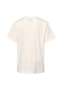 Kortærmet, crewneck t-shirt i off-white bomuld. Glat tekstur, enkelt design, ingen synlige grafikker eller mønstre på ryggen.