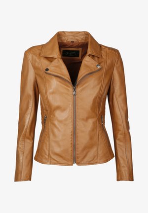 JCC, MIT ZIERNÄHTEN UND HEMDKRAGEN ERIJONA - Lederjacke - cognac