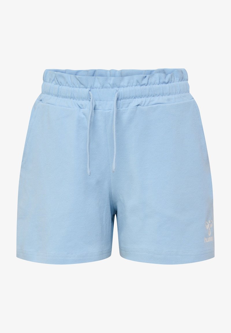 Ljust blå bomullsshorts med elastisk midja och justerbar dragsko. Har en liten logotyp på nedre vänstra benet.