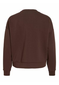 Sweat-shirt marron à manches longues avec poignets et ourlet côtelés, vu de dos sur fond blanc.