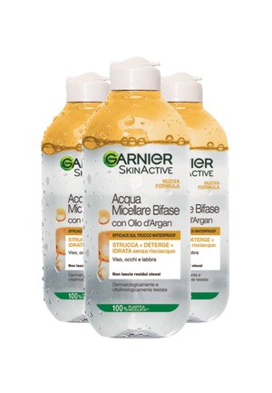 ACQUA MICELLARE BIFASE, STRUCCA, DETERGE E IDRATA SENZA RISCIACQUO, 400 ML - 3 PACK - Struccante
