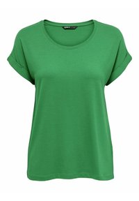 T-shirt verde a maniche corte realizzato in tessuto morbido, con scollatura rotonda e maniche arrotolate per un fit rilassato.