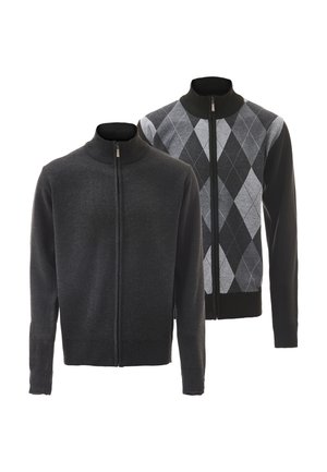 Mo, 2-PACK - Strickjacke - dunkelgrau melange schwarz grau