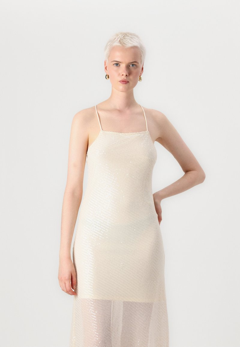 strapless open back dress Leonie White Mesh Bodycon Dress – The Fashion Bible main image 0