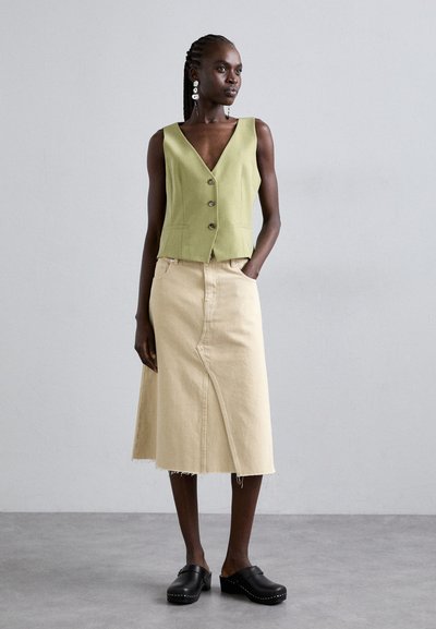 Tory Burch DECONSTRUCTED MIDI SKIRT - Jupe trapèze - khaki