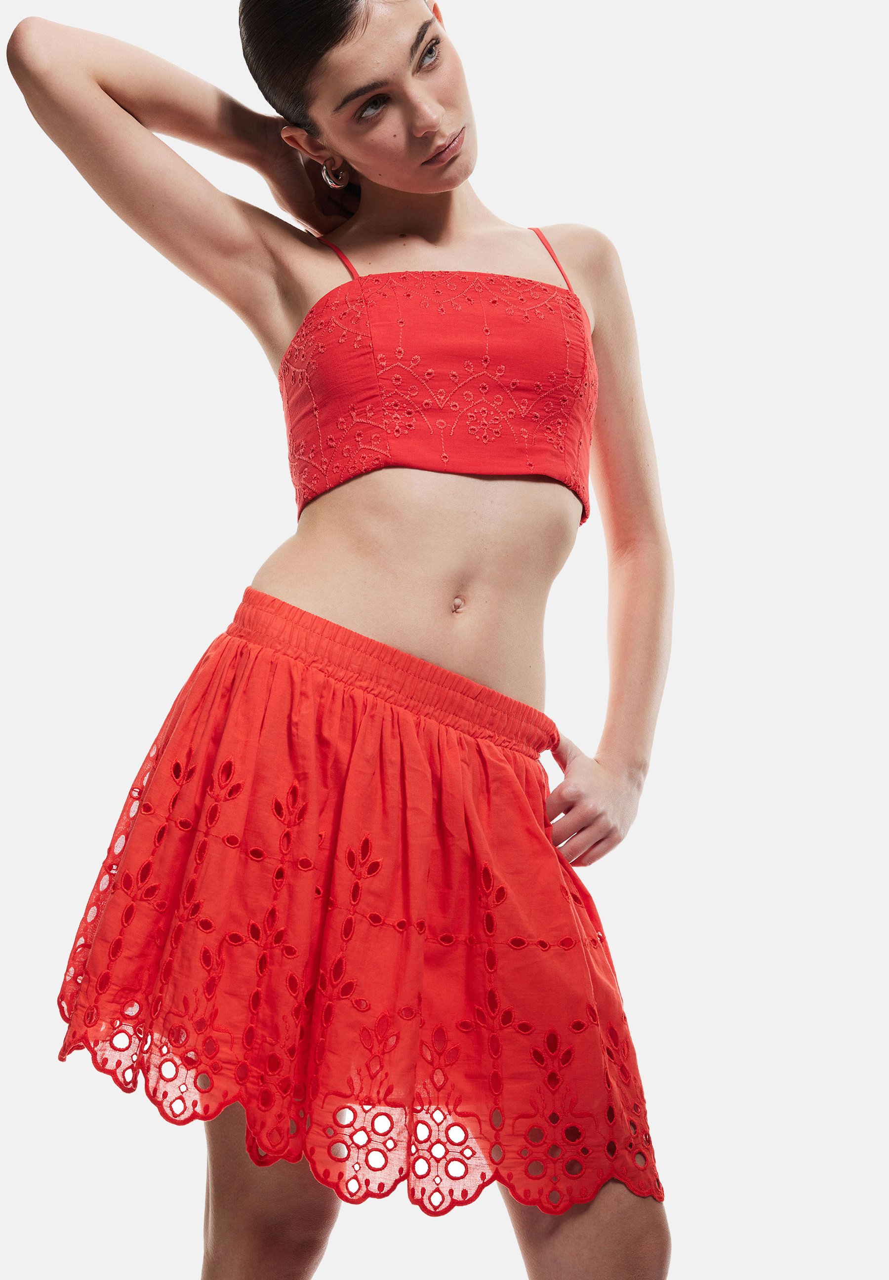 Jupe A-ligne Marks And Spencer Rouge – Polyester, Taille 8 (midi 30 Pouces)