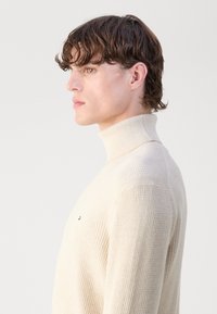 Tommy Hilfiger STRUCTURE ROLL NECK - Svetr - heathered oatmilk
