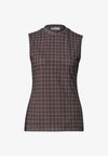TURTLE NECK TOP AUS MESH MIT PRINT - Débardeur - silk brown