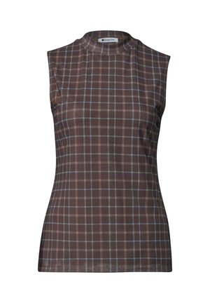 Street One, TURTLE NECK TOP AUS MESH MIT PRINT - Top - silk brown