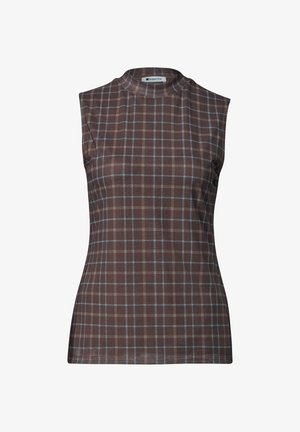 Street One, TURTLE NECK TOP AUS MESH MIT PRINT - Top - silk brown