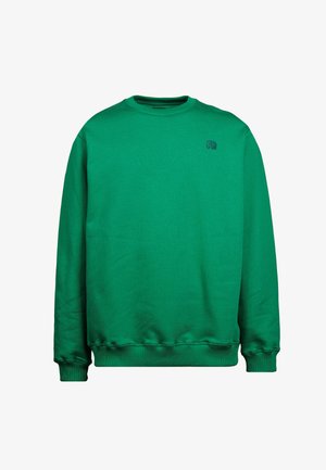 Groene katoenen sweatshirt met een ronde hals, lange mouwen en geribbelde manchetten. Beschikt over een klein, donkergroen olifantenlogo op de borst.