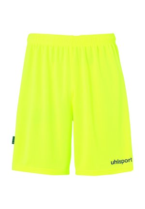 Bright yellow-green athletic shorts with an elastic waistband and "uhlsport" logo on the lower right leg.