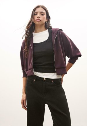 SOFT TOUCH HOODED - Majica s kapuljačom i patentnim zatvaračem - purple