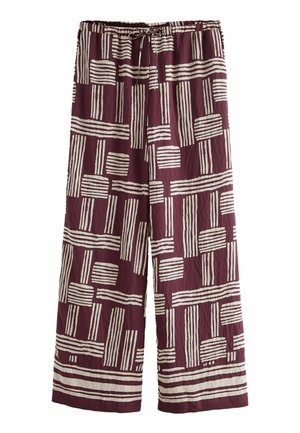 DRAWSTRING- REGULAR FIT - Tygbyxor - berry red white geometric print