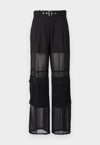 RIVER PANTALONE TINTO FILO CON GEORGETTE - Pantalon classique - black