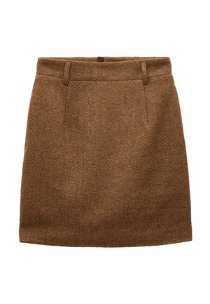 REGULAR FIT BRAMBLE - A-snit nederdel - tan brown herringbone