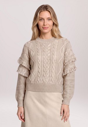 Betty & Co, BETTY & CO MIT FRANSEN STRICKPULLOVER - Pullover - taupe melange