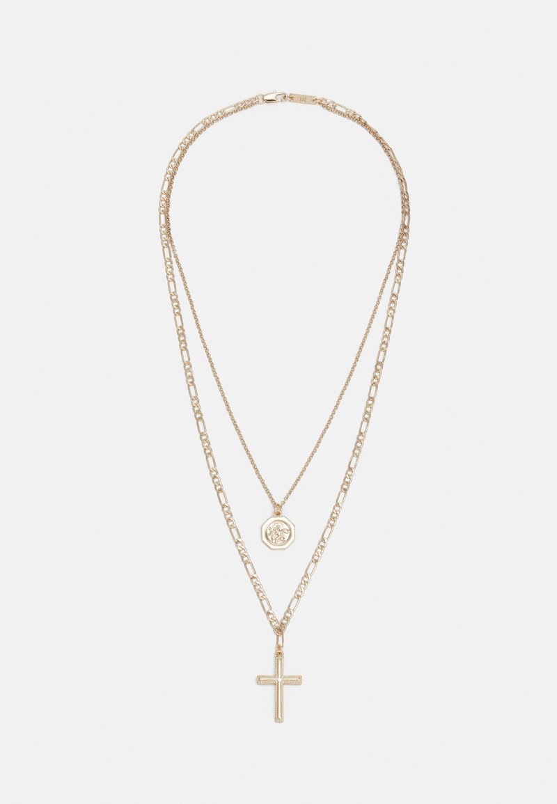 River Island CROSS AND DISC CHAIN MULTIROW Náhrdelník goldcoloured